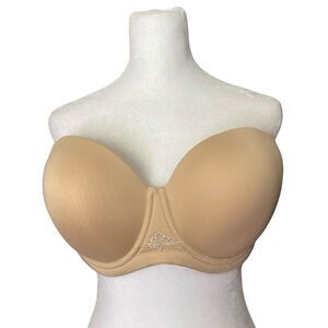 Haci 40DD Strapless Bra Nude Beige Underwire Lightly Lined